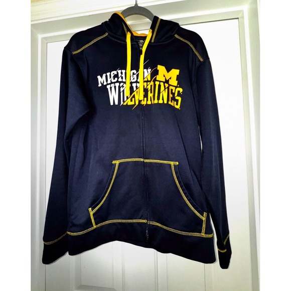 Michigan Wolverines Mens‎ Sweatshirt Small Navy Gold Hoodie Top NCAA - Picture 1 of 6